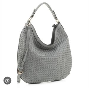 Nora Faux Leather Woven Hobo Bag w/ Short & Long Straps Mauve
